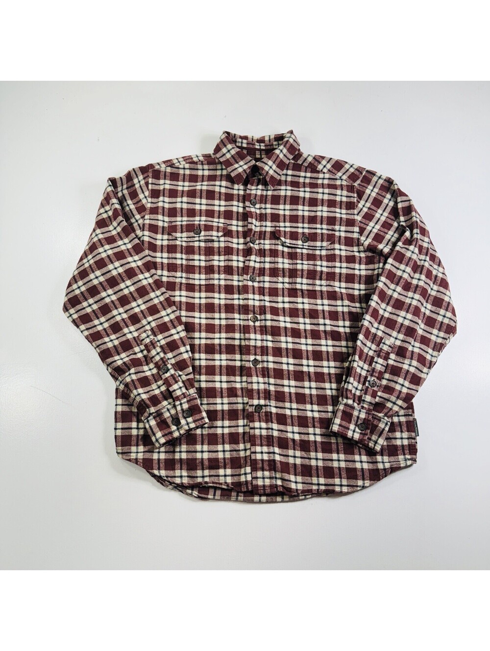 Royal Robbins Flannel Button Down Shirt L/S Red Blue Plaid Men’s Size Medium